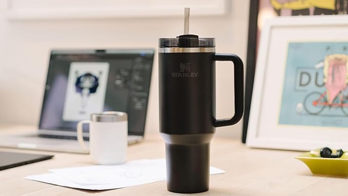 STANLEY Quencher H2.0 Tumbler with Handle and Straw 40 oz | Flowstate 3-Position Lid | Cup Holder Compatible for Travel | Insulated Stainless Steel Cup | BPA-Free | Black 2.0 (Pack of 4) - Bloomnest