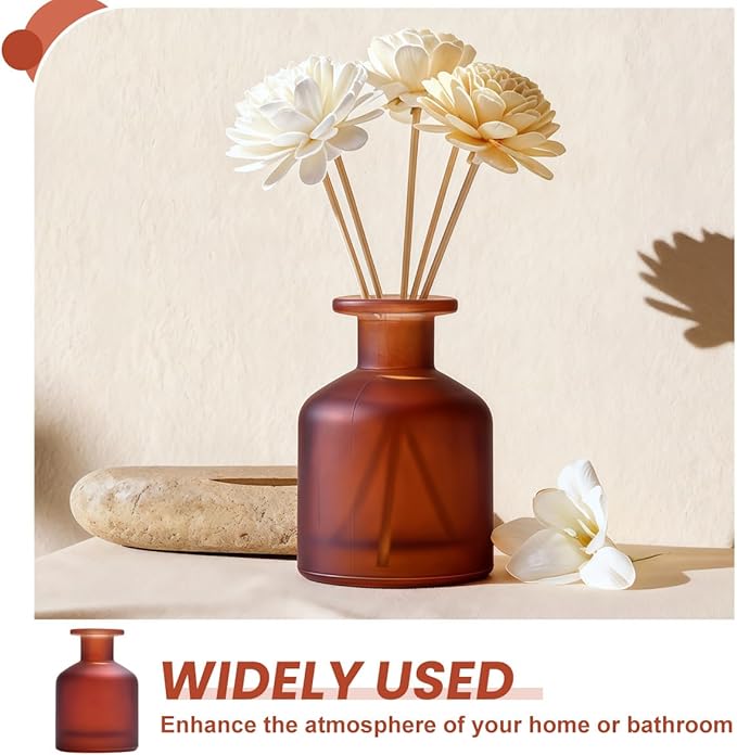 130ML/4.3OZ Amber Red Glass Diffuser Bottle Empty Refillable Aromatherapy Container Fragrance Accessories for Essential Oils & DIY Crafts Bloomnest