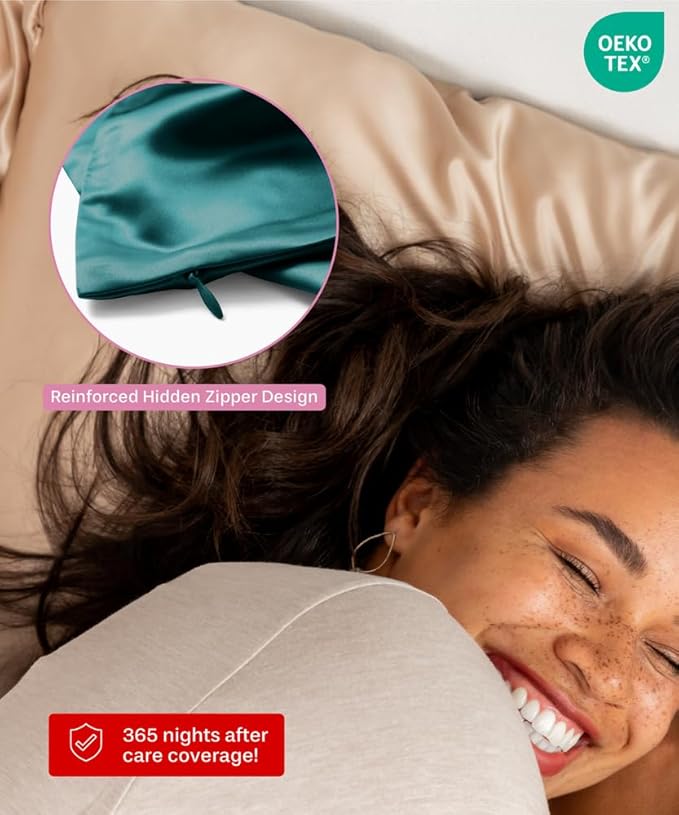 SUNDAYSILKS™ Premium Silk Pillow Cases | 100% Mulberry Silk Pillowcase with Zipper, All Sides Real 22 Momme Grade 6A Silk, Standard Queen, King Size [Teal Sapphire] - Bloomnest
