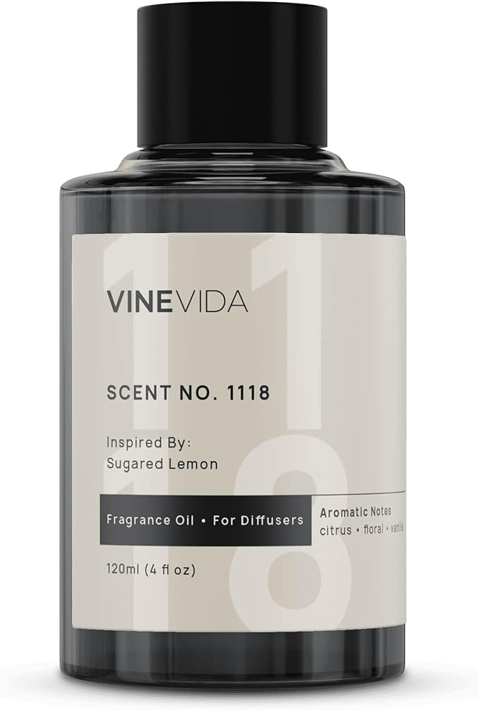 VINEVIDA [4 Fl Oz] Scent NO. 1118 Fragrance Oil for Cold Air Diffusers, Aromatic Notes of Citrus, Green, Floral, Sugar & Vanilla Essential Oils for Diffuser Oil Refill & Air Freshener Room Spray - Bloomnest