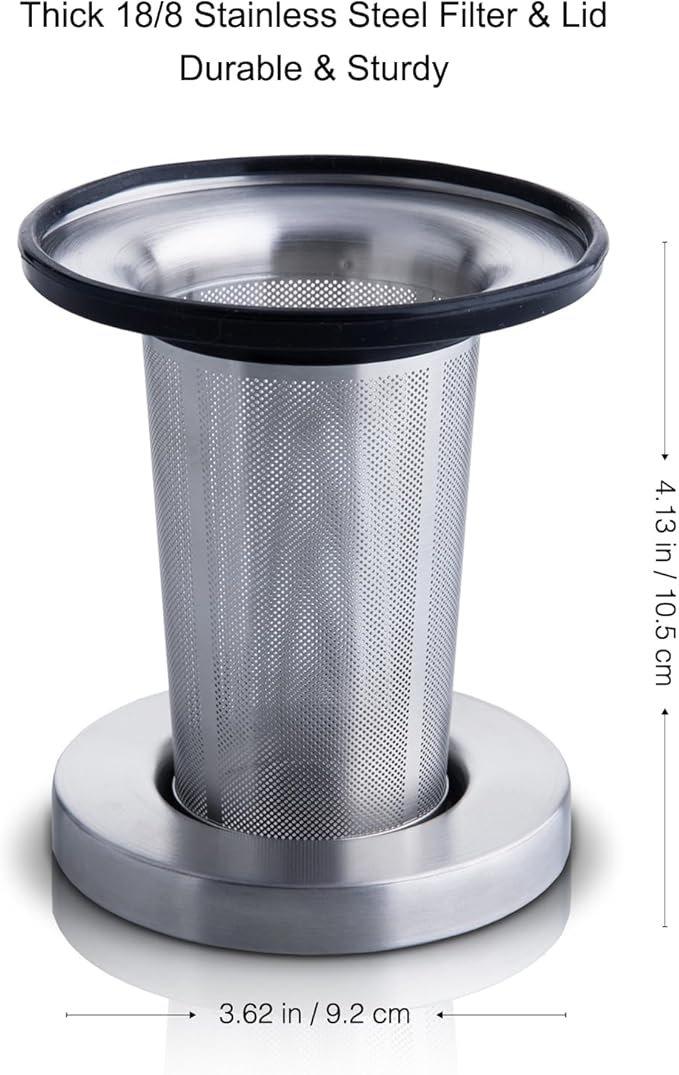 Glass Tea Cup with Infuser and Lid, Tea Infuser Mug in 12 OZ/350ML, Heat-Proof Double Wall Glass Tea Cup, 100% Plastic-Free Tea Mug with Lid and Strainer, Keeps Drinks Hot/Cold Longer Time - Bloomnest