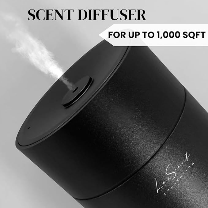 Aroma Scent Diffuser Starter Kit for Up to 1000SQ. FT. Coverage - 120ML Waterless Essential Oil Scent Included - Luxury Aroma Diffuser Ideal for Home, Office & Hotel (Black, Gold Rush Magic) - Bloomnest