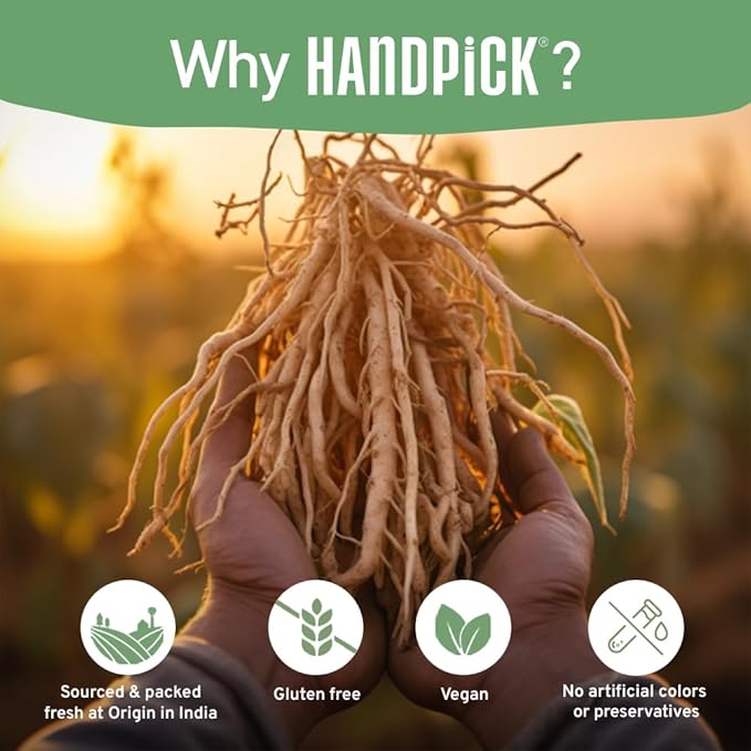 HANDPICK, Ashwagandha Root Tea (100 tea Bags) - Herbal Supplement - For Health & Wellbeing | Caffeine Free, Gluten Free | Packed in Ecofriendly Tea Bags - Bloomnest