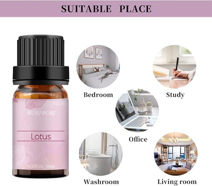 BURIBURI Lotus Essential Oil 100% Pure, Undiluted, Natural, Organic Aromatherapy Lotus Oils 10ML for Diffuser Soap Candle Making Home BURIBURI