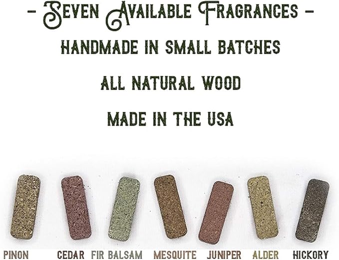 Incienso de Santa Fe - 7 Scent Sampler Natural Wood Incense with Burner, Includes Piñon, Cedar, Juniper, Hickory, Alder, Mesquite, and Fir Balsam (70 Bricks) - Made in the USA InciensodeSantaFe