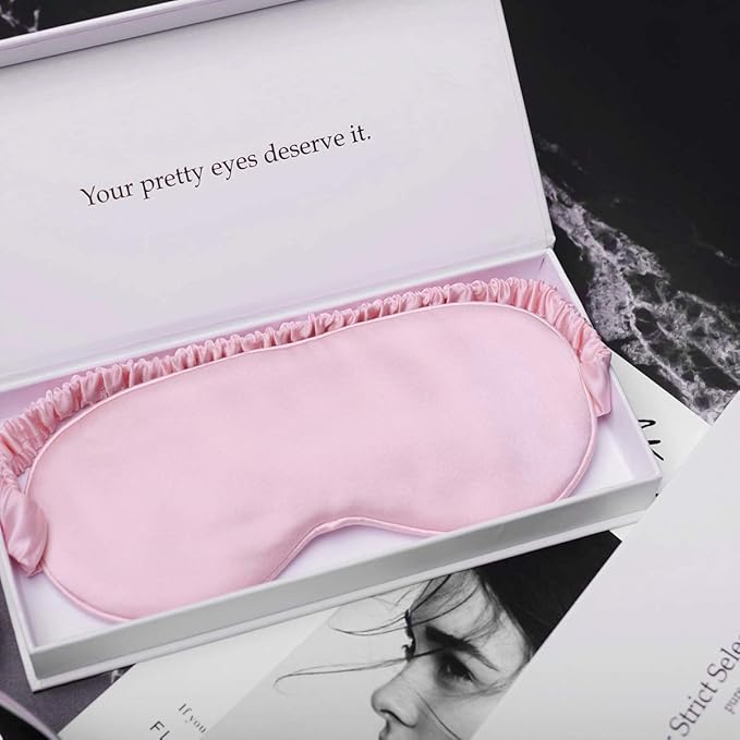 Silk Sleep Mask Light Blocking Luxury 100% Mulberry 19mm Silk Eye Mask Eye Cover Blindfold Ultra Soft Light & Comfy Anti Aging Skin Care with Travel Bag Gift Package - Bloomnest