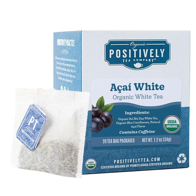 Organic Positively Tea Company, Açaí White Tea Bags, 20 Count - Bloomnest