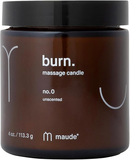 Maude Burn No. 0 - Unscented Jojoba Oil Massage Candle with Hydrating, Skin-Softening Soybean Oil - Paraben, Cruelty + Phthalate-Free Massage Oil Candle - Home + Self Care Gifts for Women & Men (4 oz) - Bloomnest