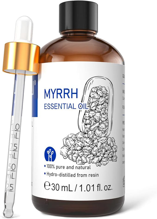 HIQILI Myrrh Essential Oil, for Skin, Massage, 100% Pure & Natural - 1.01 Fl Oz - Bloomnest