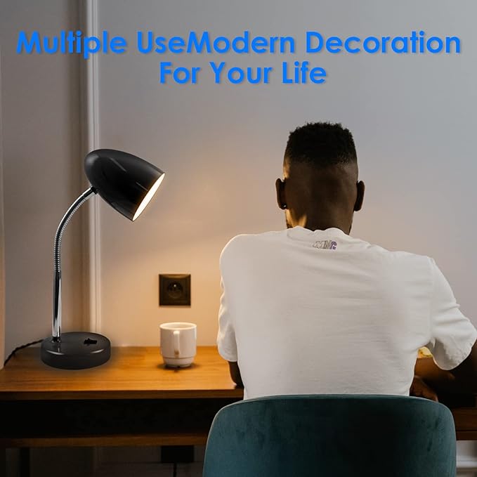 ENERGETIC SMARTER LIGHTING LED Desk Lamp, Flexible Gooseneck with Table lamp, 3.5W 240LM 4000K Cool White Study Lamps for Bedroom and Office, Eye Protection, ETL Listed,Black - Bloomnest