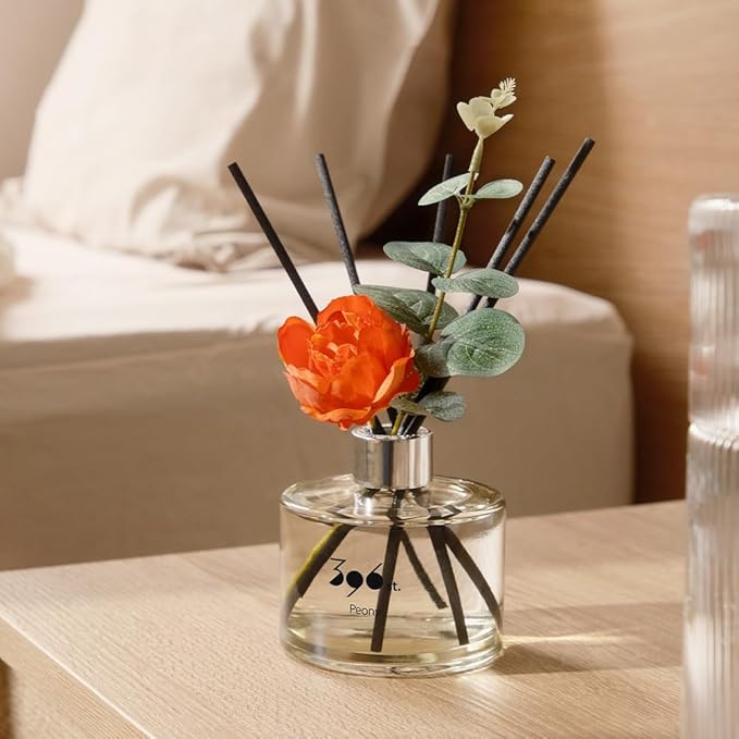 396 st. Peony Flower Reed Diffuser, Red Rose, 200ml(6.7oz) / Reed Diffuser Sets, Home Fragrance, Scented Oils, Home & Bathroom Décor
