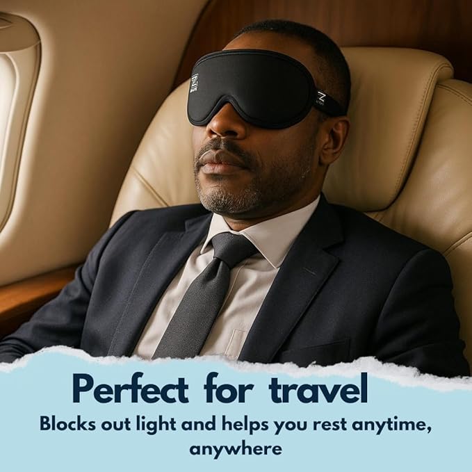 ZOLTE 3D Sleep Eye Mask for Men Women, No Eye Pressure, 3D Sleeping Mask, Contoured Memory Foam, Light Blocking, Adjustable Strap – Soft & Breathable for Deep Sleep, Travel & Meditation. Black