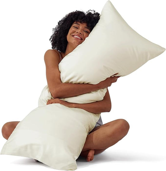 Bedsure Body Pillow Cover 20x54 Inches - Ivory Satin Similar to Silk Pillowcase for Hair and Skin, Cooling and Silky Long Body Pillow Case Cover with Envelope Closure, Gifts for Women Men - Bloomnest