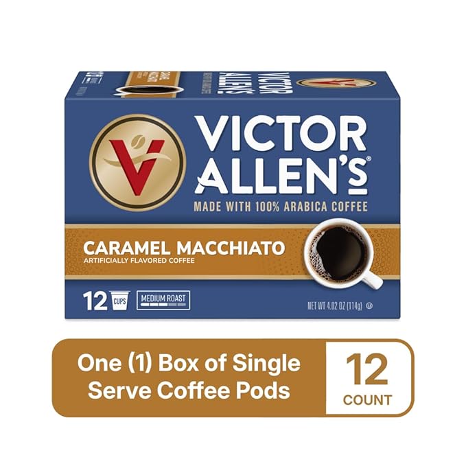 Victor Allen's Coffee Caramel Macchiato Flavored, 12 Count, Medium Roast, Single Serve Coffee Pods for Keurig K-Cup Brewers - Bloomnest