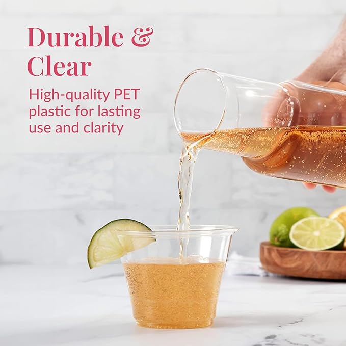 Prestee 250-Pack - 9oz Clear Plastic Cups - Durable Disposable Plastic Wine Glasses for Party, Weddings, and Catering - Small Drinking Glasses for Cocktails and Beverages - Heavy-Duty Fruit Punch Cups - Bloomnest