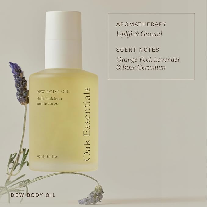 Oak Essentials Dew Body Oil | Nourishing Daily Body Oil for Radiant, Supple Skin with Borage Seed Oil, Cedarwood, and Sweet Almond Oil, 3.4 Fl Oz - Bloomnest
