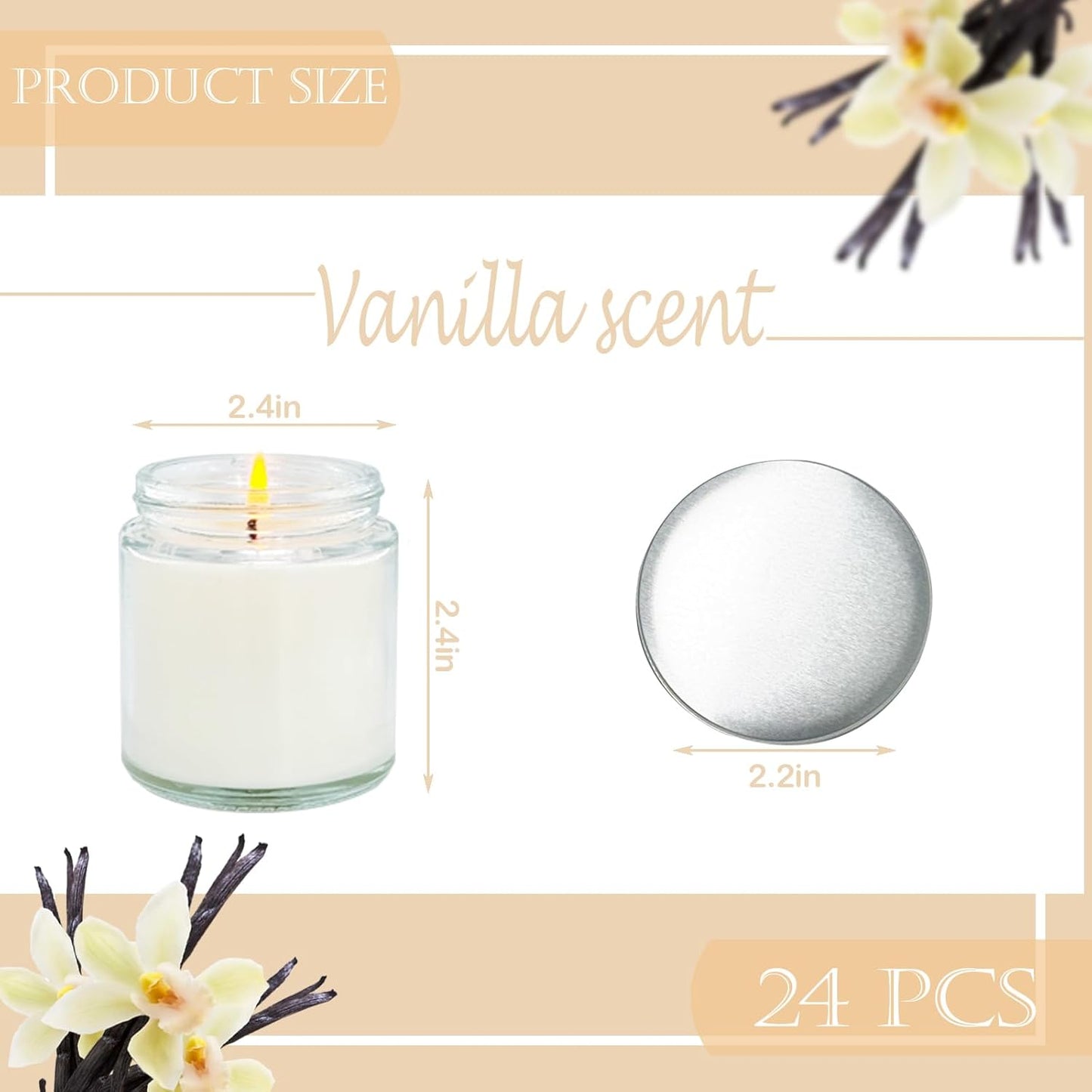 24 Pcs 4 Oz Mini Soy Candles,Vanilla Scented,Aromatherapy Candle,Bulk Candle Set，Great Stress Relieving Scented Candles for Girls as a Gift for Birthdays, Weddings and More!