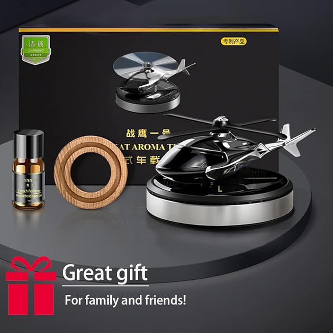 Car Air Freshener, Helicopter Solar Energy Rotating Aromatherapy Aviation Al Alloy Diffuser, Interior Decoration Accessories Diffuser for Car and Home (Silver) - Bloomnest