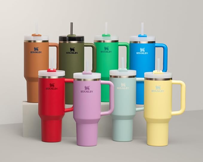 STANLEY Quencher H2.0 Tumbler with Handle and Straw 40 oz | Flowstate 3-Position Lid | Cup Holder Compatible for Travel | Insulated Stainless Steel Cup | BPA-Free | Meadow - Bloomnest