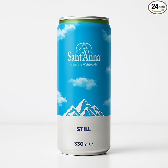 Sant'Anna Still Mineral Water, 11.16 Fl Oz (24-Pack) | Pure French Pyrenees Mountain-Fresh Drinking Water | Natural Functional Drink | Sodium-Free Mineral in Cans - Bloomnest