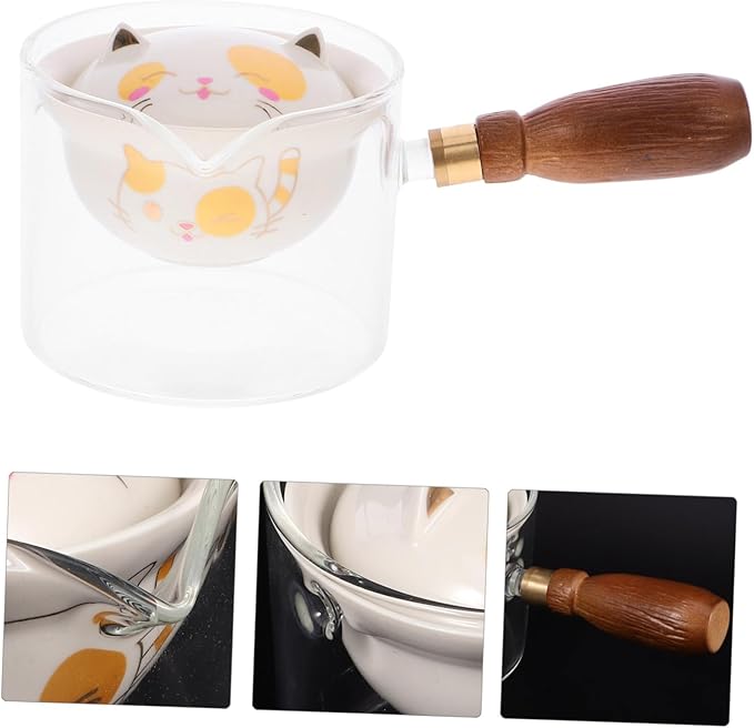 Rotatory Ceramic Teapot with Anti-scald Wooden Handle Small Capacity Household Teakettle for Home and Office Use Comfortable Grip Side Handle Water Pot for Easy Pouring and - Bloomnest