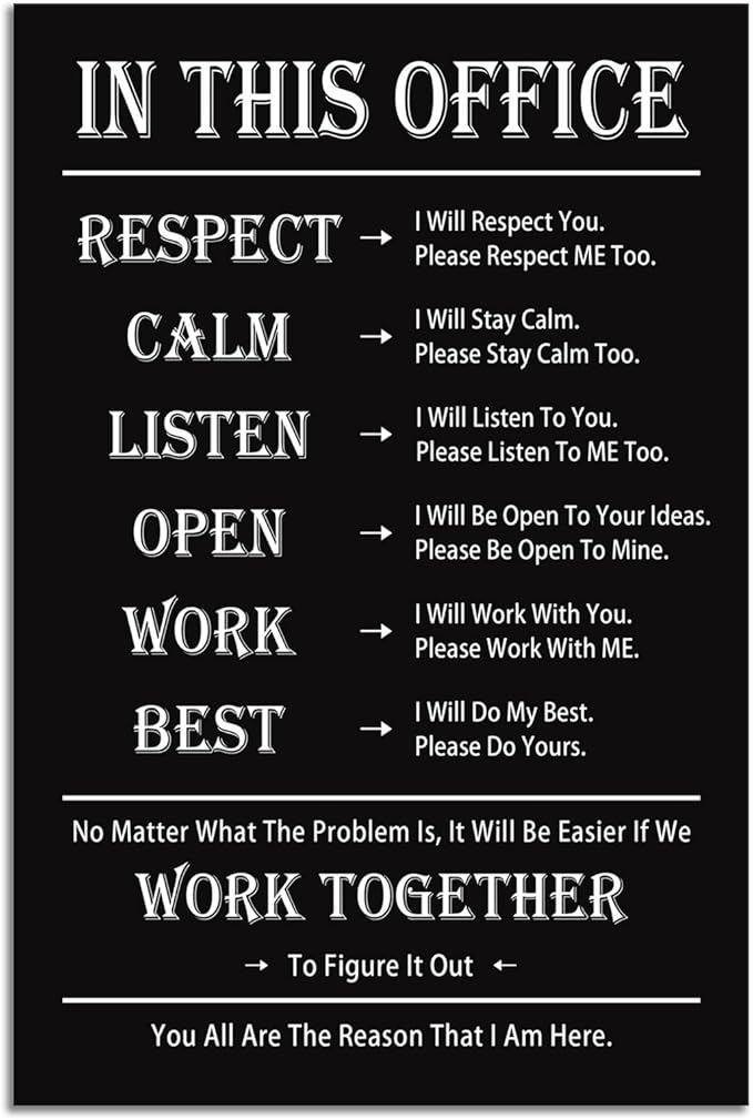 In This Office Inspirational Canvas Wall Art Office Wall Decor Motivational Positive Teamwork Theme Painting Posters Print Artwork Modern Living Room Company Framed Ready to Hang[24''W x 36''H] - Bloomnest