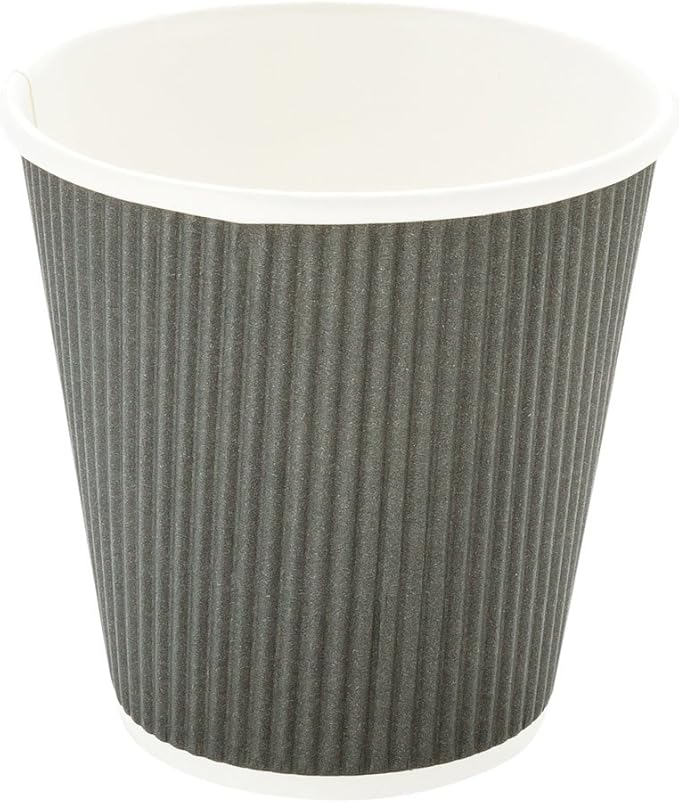 Restaurantware 8 Ounce Double Wall Disposable Coffee Cups, 500 Insulated Gray Paper Tumblers, with Ripple Wall Design, Lids Sold Separately for Hot Drinks like Tea, Hot Chocolate, and More - Bloomnest
