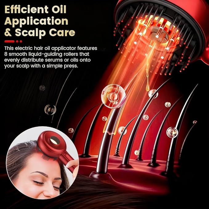 3-in-1 Scalp Massager for Hair Growth, Electric Hair Oil Applicator with EMS & Scalp Brush for Deep Cleansing, Rechargeable Head Massager for Scalp Care and Relaxation at Home Dexmary