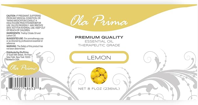 Ola Prima Pure Lemon Essential Oil (8oz) – For Aromatherapy, Candle & Soap Making, Diffuser - Bloomnest