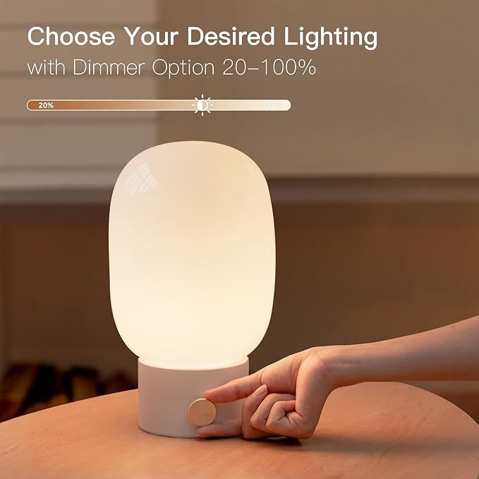 ONEWISH Bedside Table Lamp, Modern Small Desk Light with Warm LED Bulb, Fully Dimmable Nightstand Lamp for Home Decor, Birthday Gift - Bloomnest