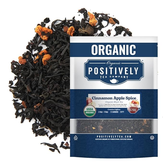 Organic Positively Tea Company, Cinnamon Apple Spice Black Tea, Loose Leaf, 16 Ounce - Bloomnest
