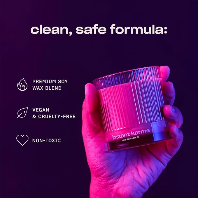 Instant Karma Luxury Scented Candle by Snif, Dark and Dreamy Scent, 50+ Hours, 100% Cotton Fiber Wicks, Soy Wax Blend, Non-Toxic, Vegan, 8.5 oz - Bloomnest