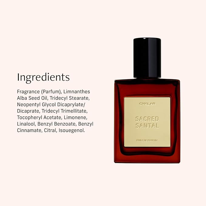 CYKLAR Perfume Oil Roll-on. Travel-Friendly Sacred Santal Fragrance with Bergamot, Amber, and Musk Notes. Long-Lasting Essential Oil Parfum for Women and Men. 0.5 Fl Oz Scented Rollerball Bottle Cyklar