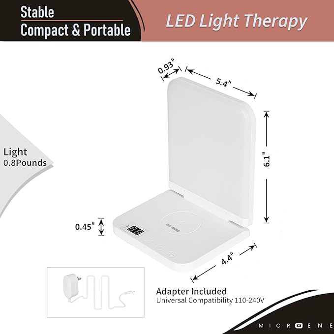 Light Therapy Lamp with Wireless Phone Charger Pad, 2 in 1, 10,000 Lux Bright White UV-Free LED, Anti-Glare, 5 Adjustable Brightness, Sunlight Lamp with Timer, Energy Booster - Bloomnest
