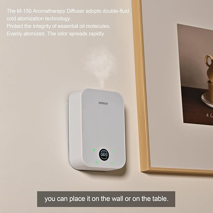 Waterless Oil Diffuser - Pure Essential Oil Diffuser with App Control - 150ml/1700 Sq.Ft. Coverage for Effective Aromatherapy in Home/Office/Hotel (White) - Bloomnest