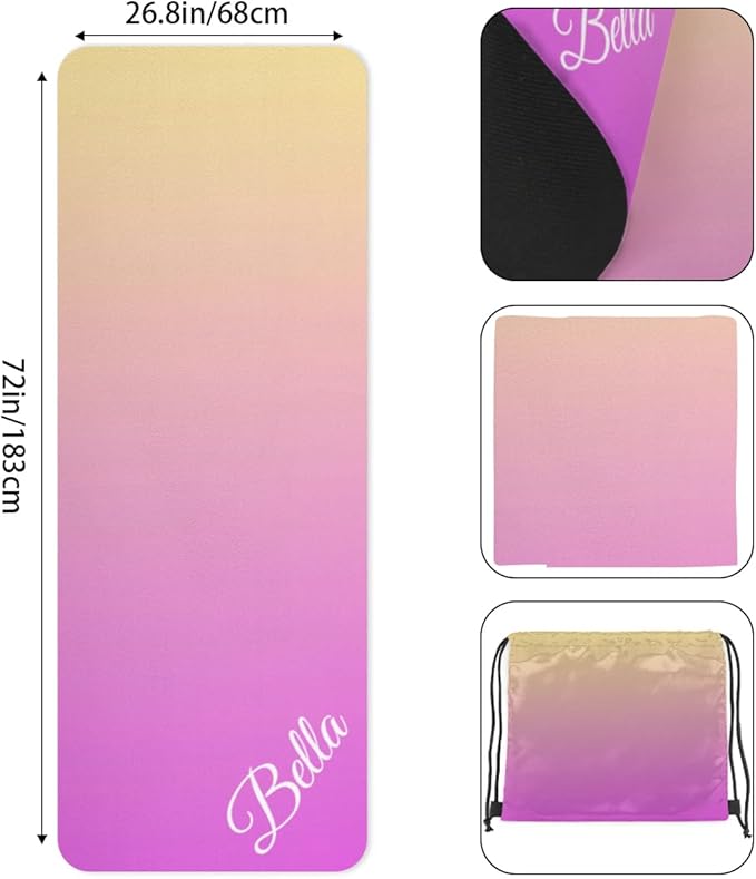 Custom Name Yoga Mat,Personalized Travel Yoga Exercise Mat,Non Slip,Perfect for Kids & Adults,Gradient Color E Series - Bloomnest