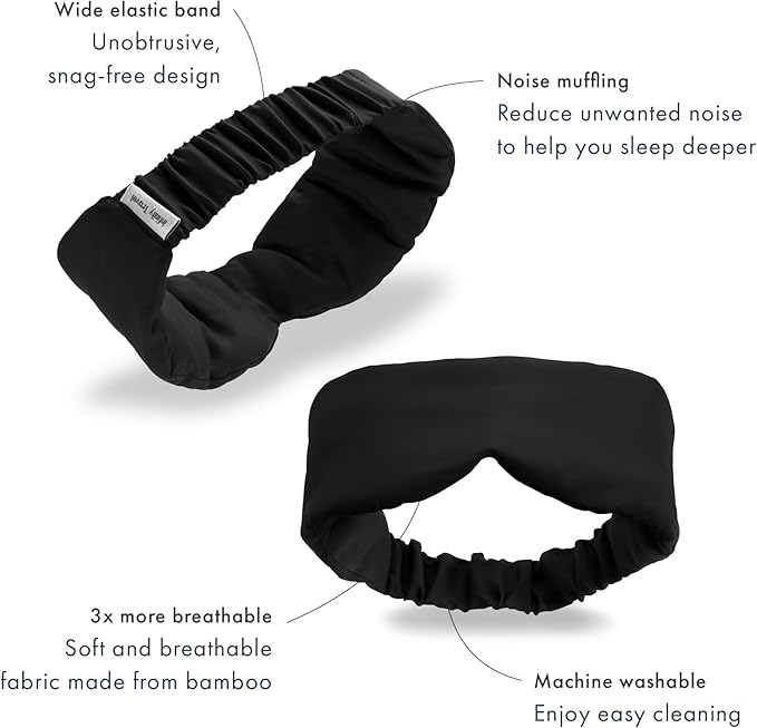 Infinity Travel - Bamboo Sleep Mask - Silky Soft Eye Mask - Comfortable - 100% Light Blocking Night - Machine Washable (Black) - Bloomnest