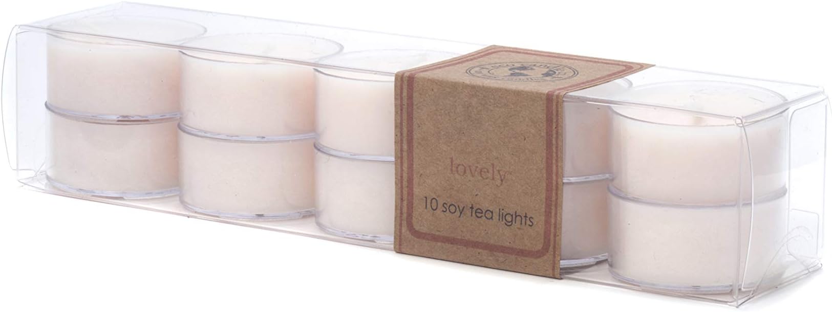 ECO CANDLE CO. Tea Light Candles, Lovely, 10-Pack - Scents of Lavender, Rosewood, Orchid, Bergamot, Cedarwood, & Musk - Recyclable Plastic Cups, 100% Soy Wax, No Lead, Hand Made, .6 oz. Each - Bloomnest