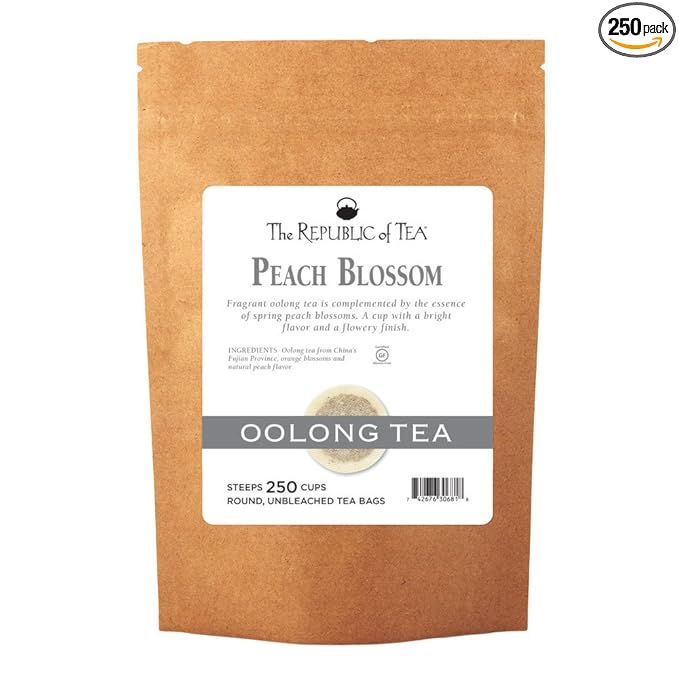 The Republic of Tea - Peach Blossom Oolong Black Tea, 250 Tea Bags | Caffeinated Tea, Spring Tea - Bloomnest