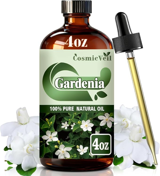 Gardenia Essential Oil Fragrance Oil for Aroma Diffuser,Humidifier,Home Fragrance,Cleaning,Body Care,Massage,Yoga,DIY Candle,DIY Soap CosmicVeil（Gardenia，4 Fl Oz (Pack of 1)） Cosmicveilessentialoil