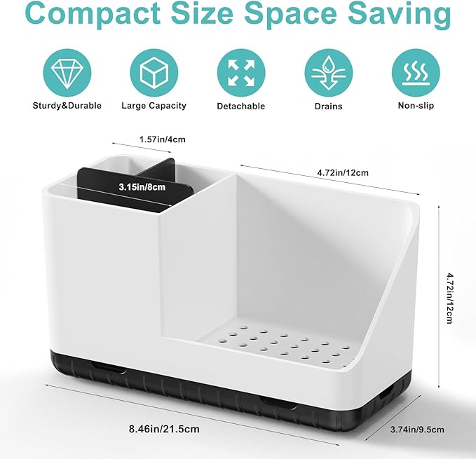 Bathroom Counter Organizer, Bathroom Organizers and Storage, Detachable Toothbrush Holders for Bathroom Vanity Sink Organizer (White) - Bloomnest