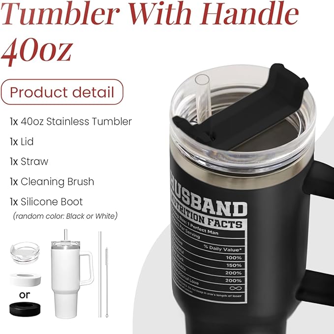 Best Husband Ever Gifts, Husbands Tumbler with Handle 40oz Stainless Steel Insulated with Straw Lid, Gifts for Hubby from Wife, Presents for Husband Valentines Birthday ChristmasWedding Anniversary - Bloomnest