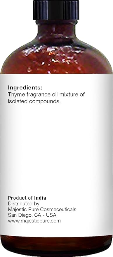 Majestic Pure Thyme Essential Oil with Glass Dropper - Huge 4 Fl Oz - 100% Pure and Natural Thyme Oil - Premium Grade Essential Oils for Diffuser, Aromatherapy, Soap and Candle Making - Bloomnest