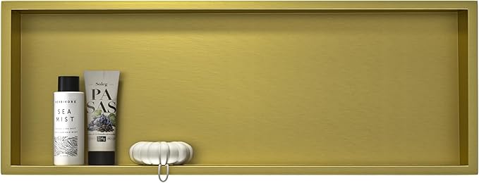 Stainless Steel Shower Niche 36" X 12" Gold No Tile Needed Niche Shower Recessed Wall Horizontal Niches for Bathroom Storage Over Mount Installation - Bloomnest