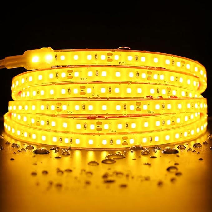 SuperlightingLED DC24V Warm Amber Gold Sauna LED Tape Light 2000K, 5m 16.4ft Long Dense 600 LEDs Flexible Customizable High-Heat Resistant LED Strip Lights IP68 Submersible (Amber Gold) Bloomnest