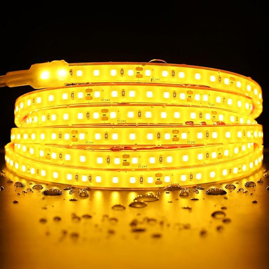 SuperlightingLED DC24V Warm Amber Gold Sauna LED Tape Light 2000K, 5m 16.4ft Long Dense 600 LEDs Flexible Customizable High-Heat Resistant LED Strip Lights IP68 Submersible (Amber Gold) Bloomnest