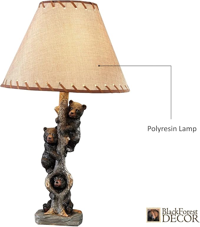 BLACK FOREST DECOR - Bears in a Tree Table Lamp for Cabin, Living Room, Nightstand, Desk - Home Décor - 24" x 14" - Bloomnest