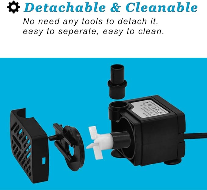 DOMICA (80GPH 4W) Mini Submersible Water Pump with 2.2FT Tube for Pond, Aquariums, Fish Tank, Hydroponics, Tabletop Fountain, Pet Fountain, Indoor or Outdoor Fountain Pump - Bloomnest