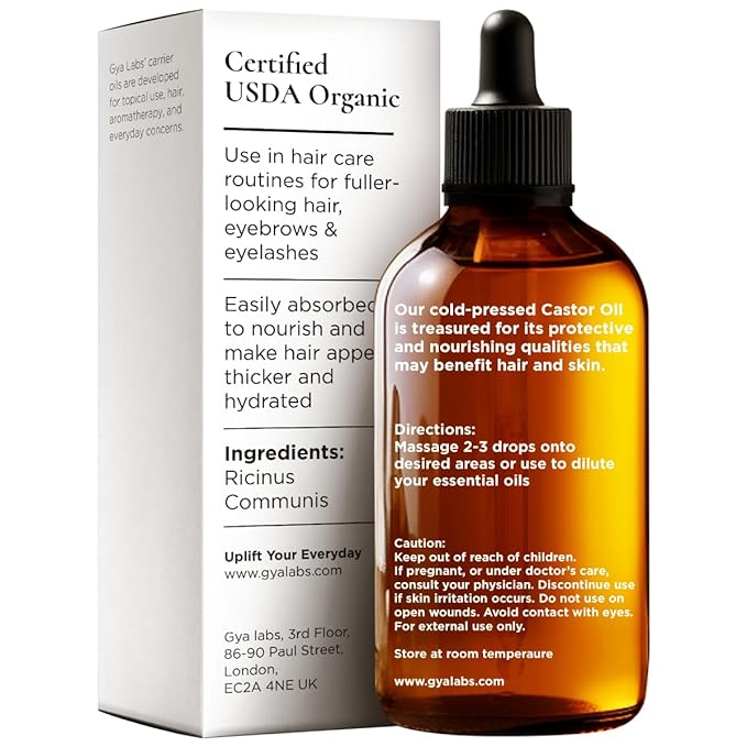 Gya Labs Castor Carrier Oil - 1.7 Fl Oz - for Hair, Skin, Face, Scalp & Body Massage - Bloomnest