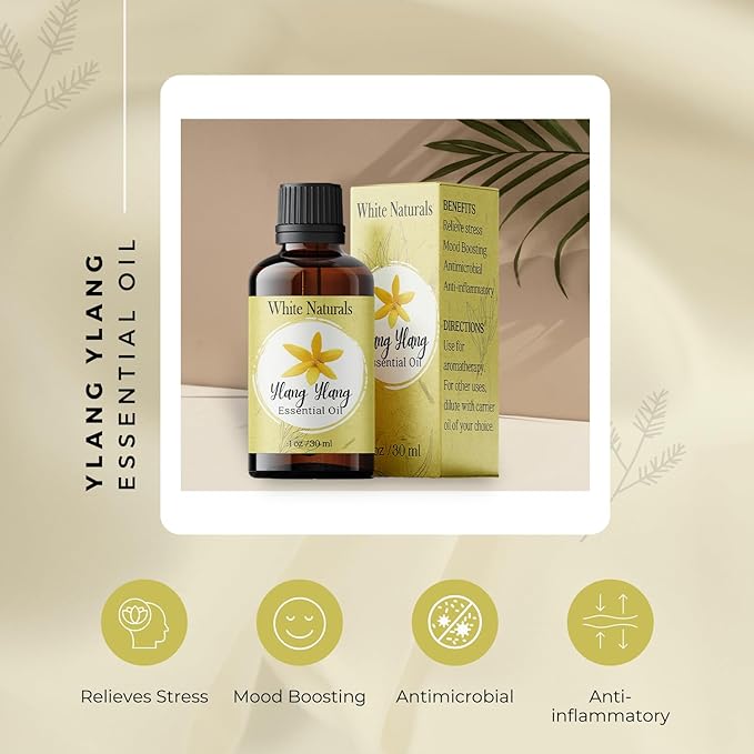 Organic Ylang Ylang Essential Oil - 100% Pure & Natural -Premium Therapeutic Grade with Premium Glass Dropper - Undiluted Natural/Homeopathic Aromatherapy Scented, Great for DIY Soap Making, Massage - Bloomnest
